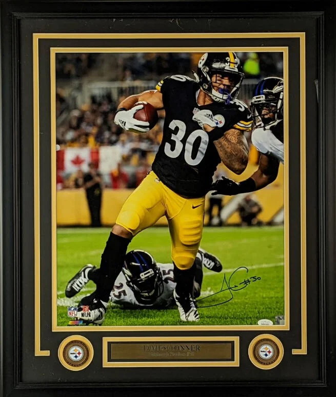 James Conner Signed Autographed Pittsburgh Steelers Framed 16×20 Photo (JSA)