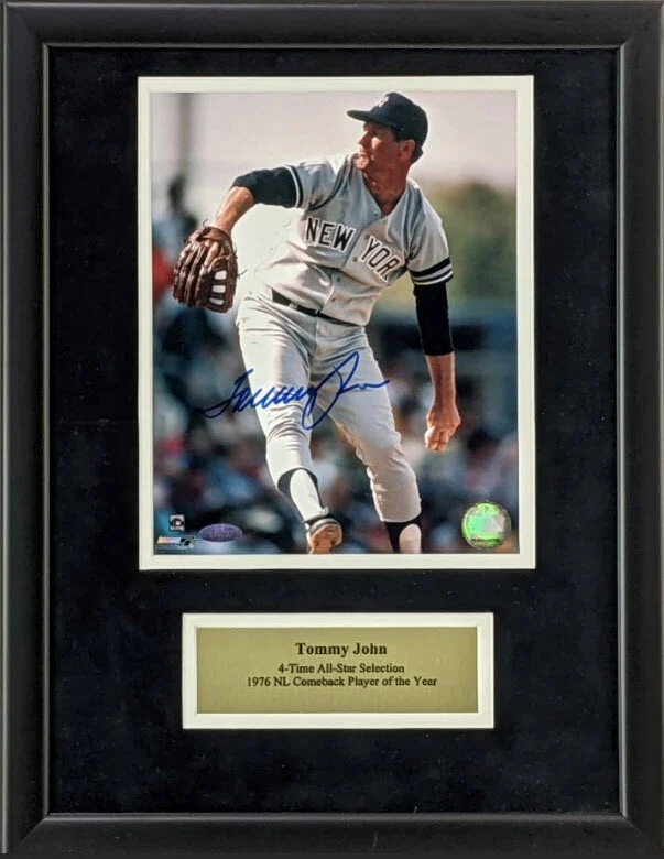 Tommy John Signed Autographed New York Yankees 8×10 Framed Photo (Steiner COA)