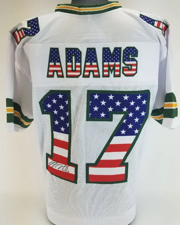 Davante Adams Signed Autographed Green Bay Packers USA Flag Custom Jersey (JSA) (Photo 1 of 5)
