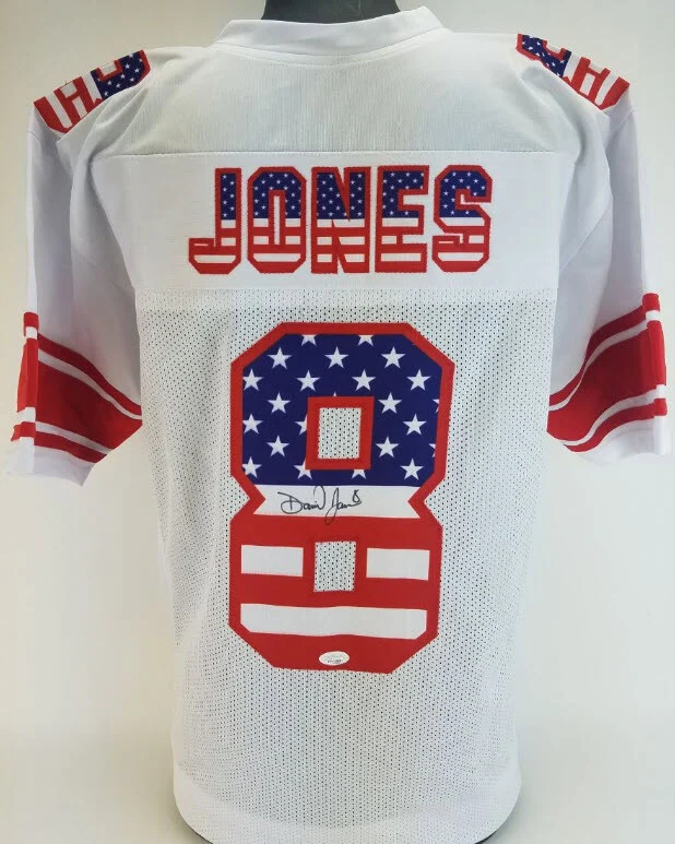 Daniel Jones Signed Autographed New York Giants USA Flag Custom Jersey (JSA)
