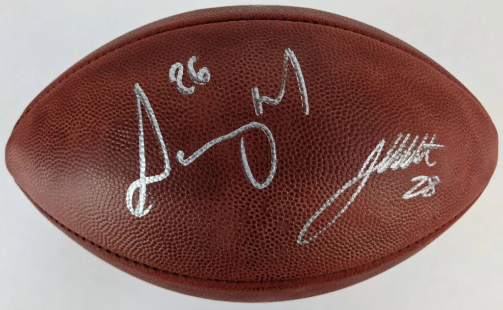 Sony Michel & James White Signed Wilson NFL Football JSA Witness/Fanatics