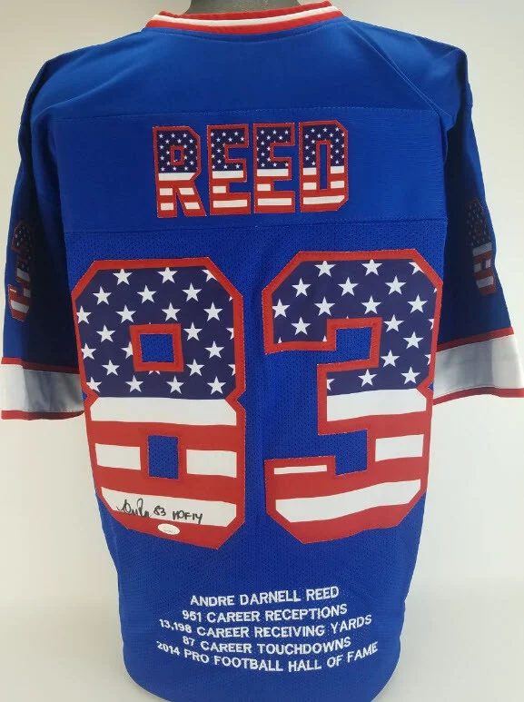 Andre Reed “HOF 14” Signed Autographed Buffalo Bills USA Flag Stat Jersey JSA