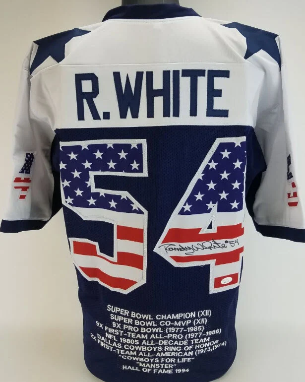Randy White Signed Autographed Dallas Cowboys USA Flag Custom Stat Jersey (JSA) (Photo 1 of 5)