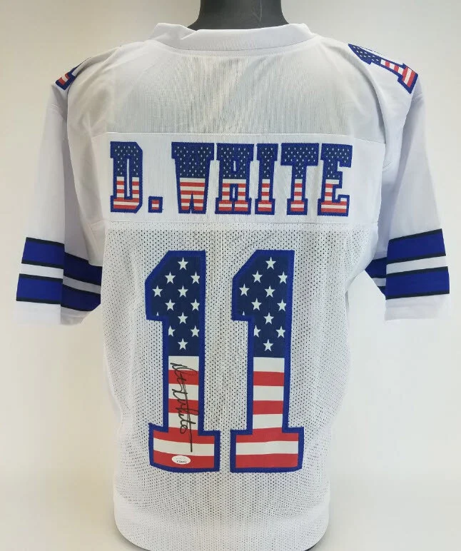 Danny White Signed Autographed Dallas Cowboys USA Flag Custom Jersey (JSA)