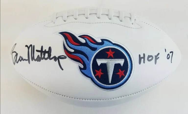 Bruce Matthews “HOF 07” Signed Houston Oilers Logo Football (Beckett Witness Cer