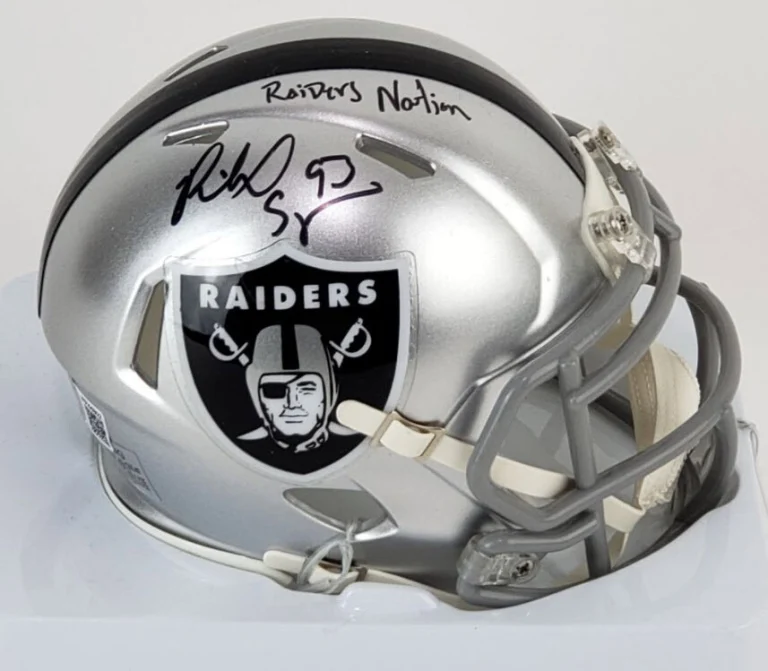 Richard Seymour “Raider Nation” Signed Oakland Raiders Speed Mini Helmet Beckett