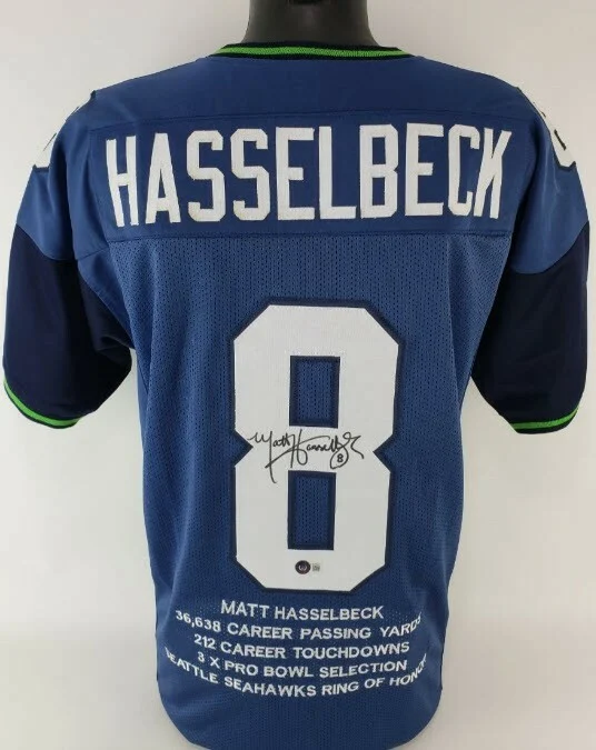 Matt Hasselbeck Autographed Signed Seattle Seahawks Custom Stat Jersey (Beckett) (Photo 1 of 5)