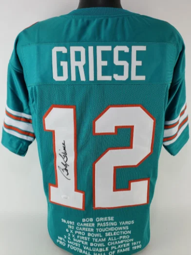Bob Griese Signed Autographed Miami Dolphins Custom Stat Jersey (JSA Witness)