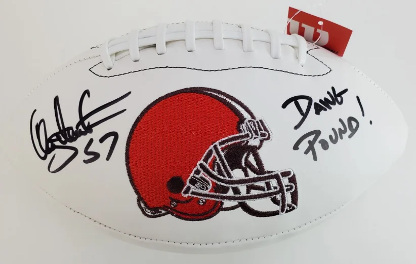Clay Matthews “Dawg Pound!” Autographed Cleveland Browns Logo Football (Beckett)
