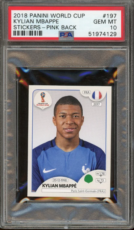 Kylian Mbappe 2018 Panini World Cup Stickers Pink Back Rookie Card Gem Mint 10