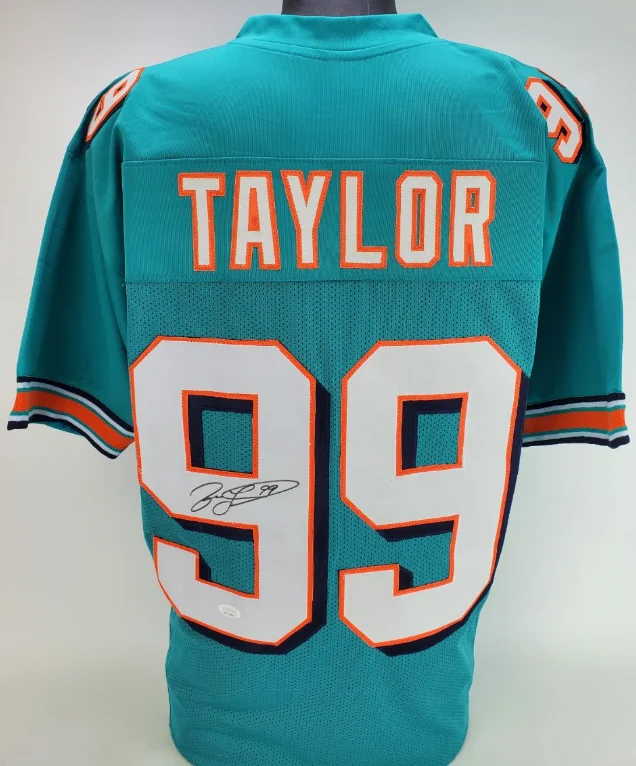 Jason Taylor Signed Autographed Miami Dolphins Custom Jersey (JSA) (Photo 1 of 5)