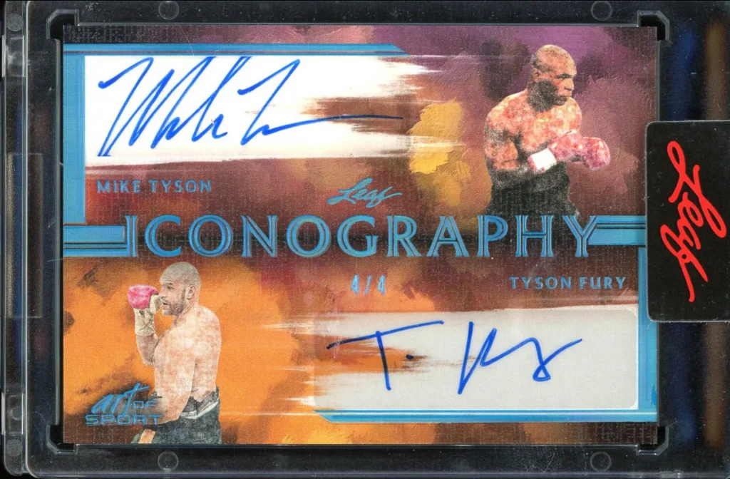 Mike Tyson/Tyson Fury 2023 Leaf Iconography Art Of Sport Dual-Autographed Card