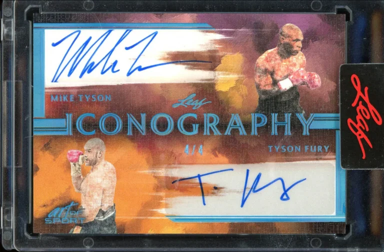Mike Tyson/Tyson Fury 2023 Leaf Iconography Art Of Sport Dual-Autographed Card