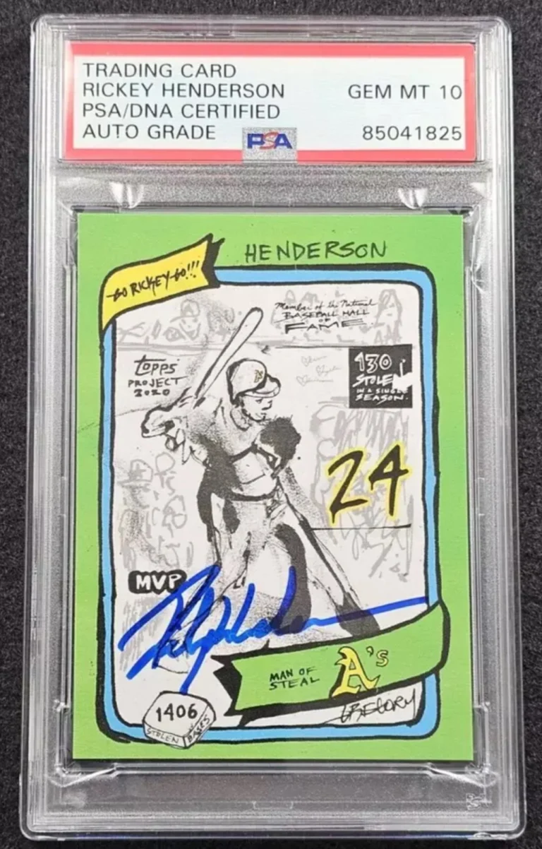 Rickey Henderson Signed Tops Project 2020 LE Card Athletics JSA/PSA Gem Mint 10