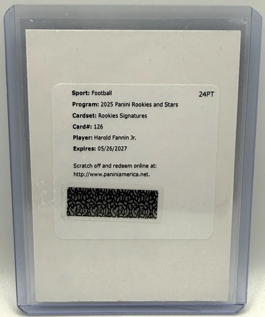 2025 Rookies & Stars Rookie Autograph Harold Fannin Jr Redemption (Photo 1 of 2)