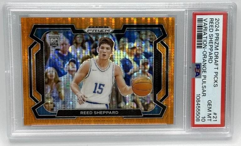 Reed Sheppard 2024 Prizm Draft Picks Orange Pulsar Variation /49 POP 2 PSA 10