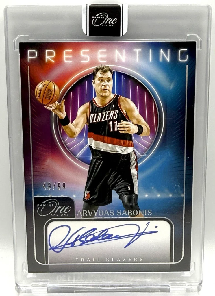 2023-24 Panini One & One Arvydas Sabonis Presenting Autographed/Signed Card (Photo 1 of 2)