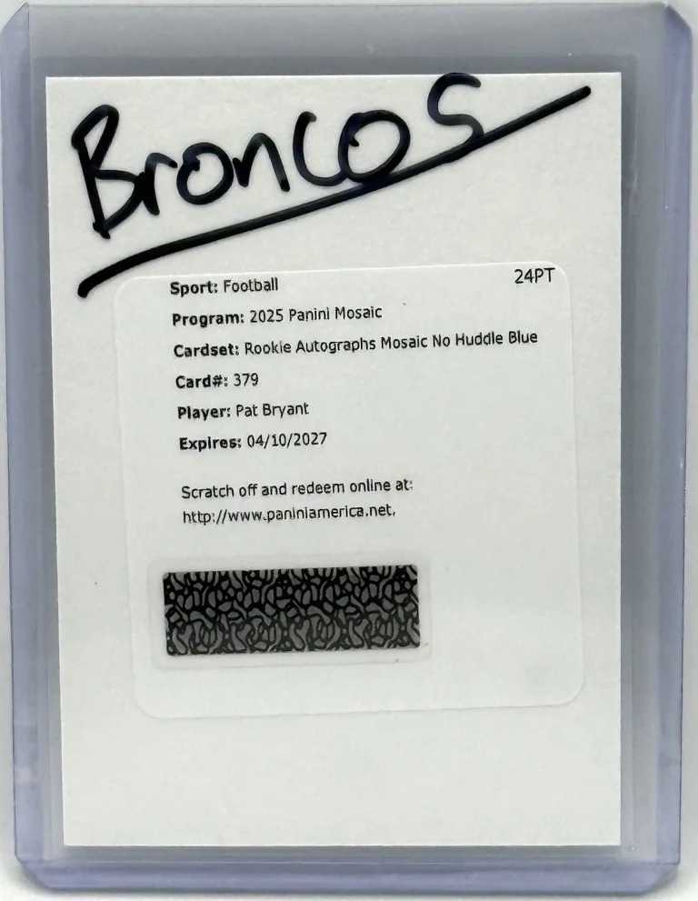2025 Panini Mosaic No Huddle Pat Bryant Auto Redemption Denver Broncos RC