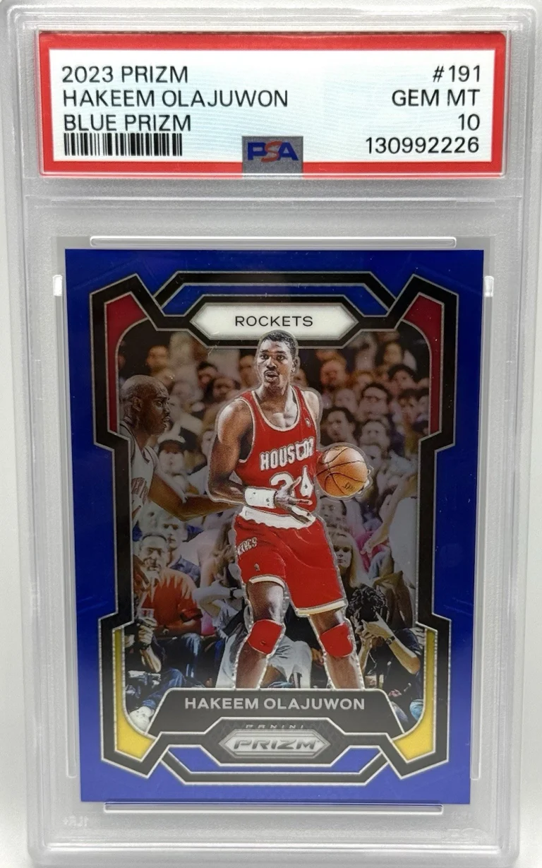 2023 Prizm Hakeem Olajuwon Blue Prizm Card #/199 Gem Mt 10 PSA POP 3