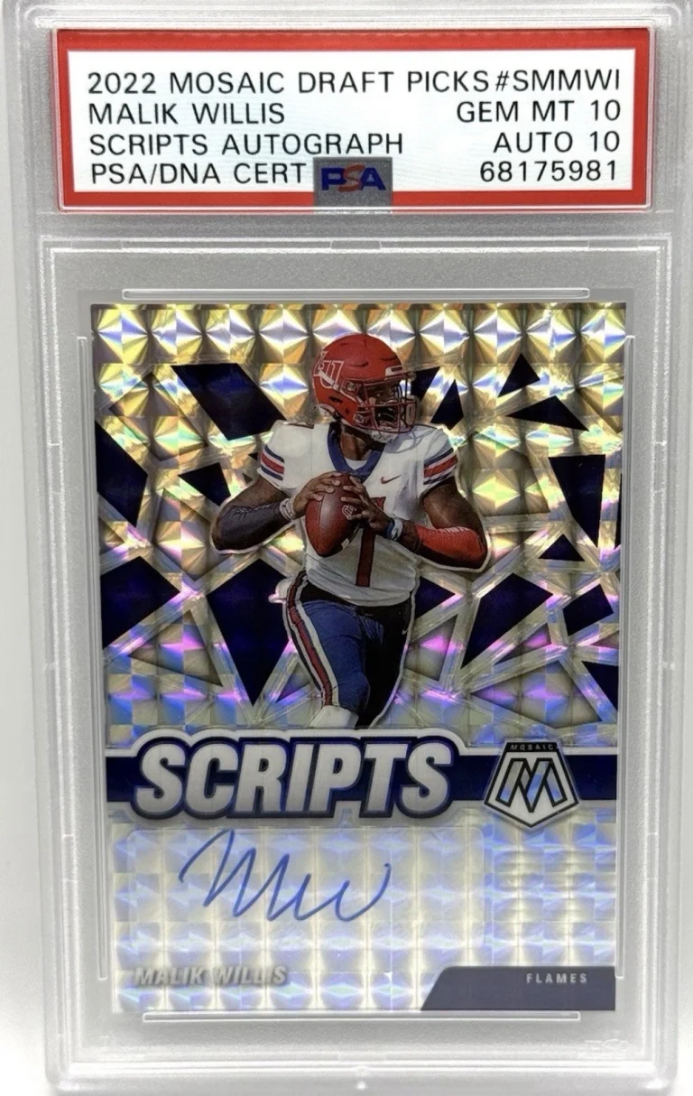 2022 Mosaic Draft Picks Malik Willis Scripts Autographed/Signed Card Gem Mt 10