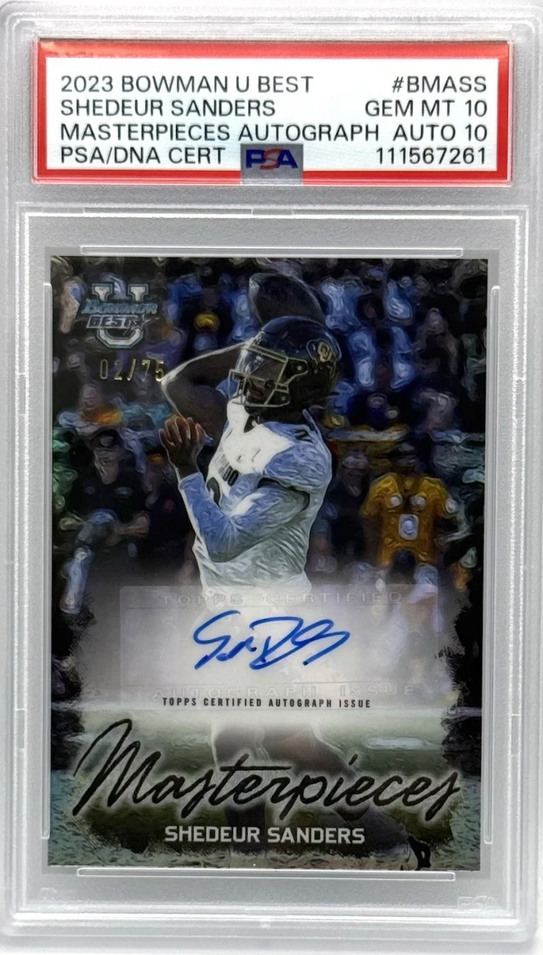 2023 Shedeur Sanders Bowman Auto/Signed Card Gem Mint 10 Auto 10 PSA POP 3
