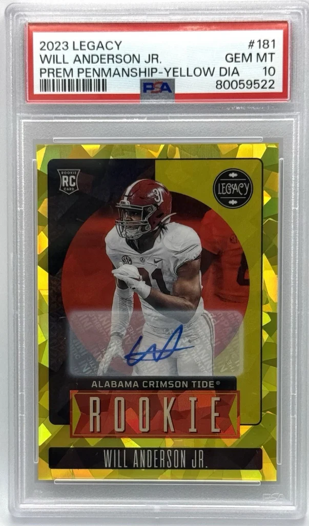 2023 Will Anderson Jr. Legacy Prem Penmanship Yellow Diamond Auto /25 PSA 10 RC (Photo 1 of 2)
