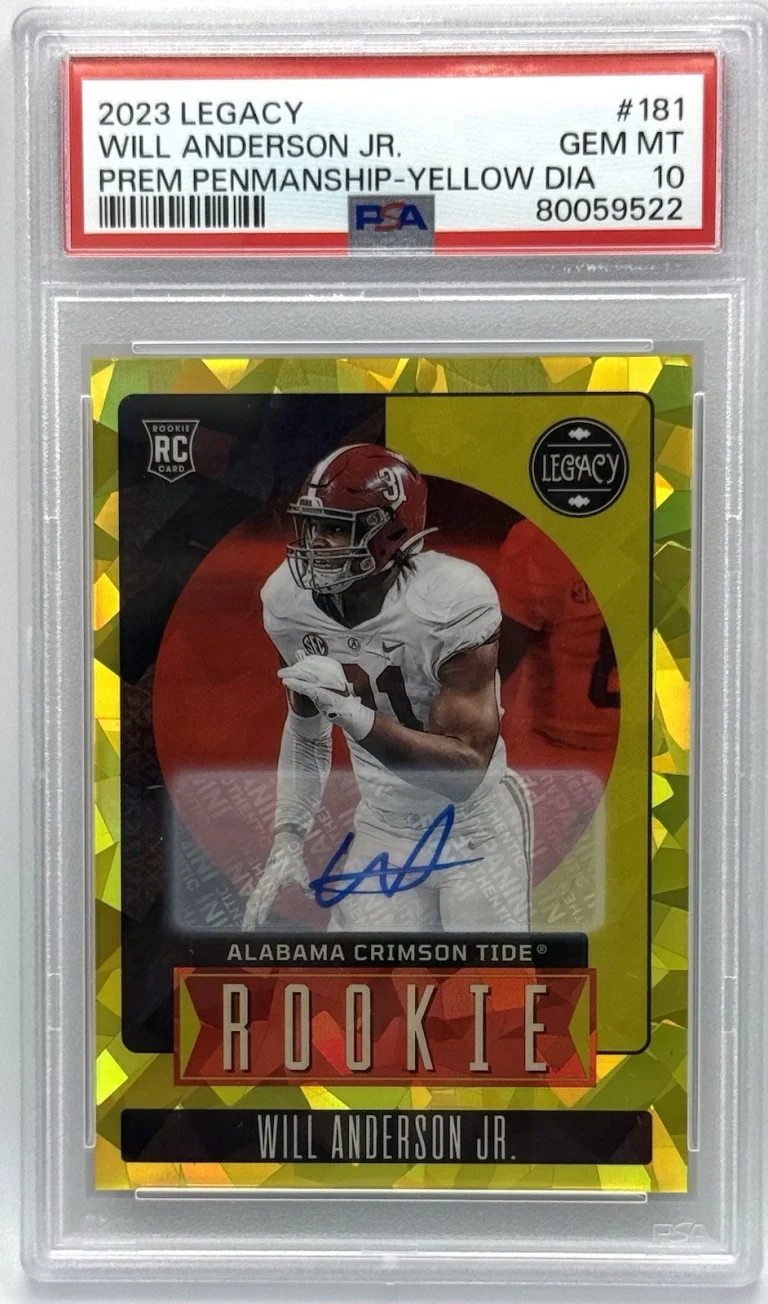 2023 Will Anderson Jr. Legacy Prem Penmanship Yellow Diamond Auto /25 PSA 10 RC