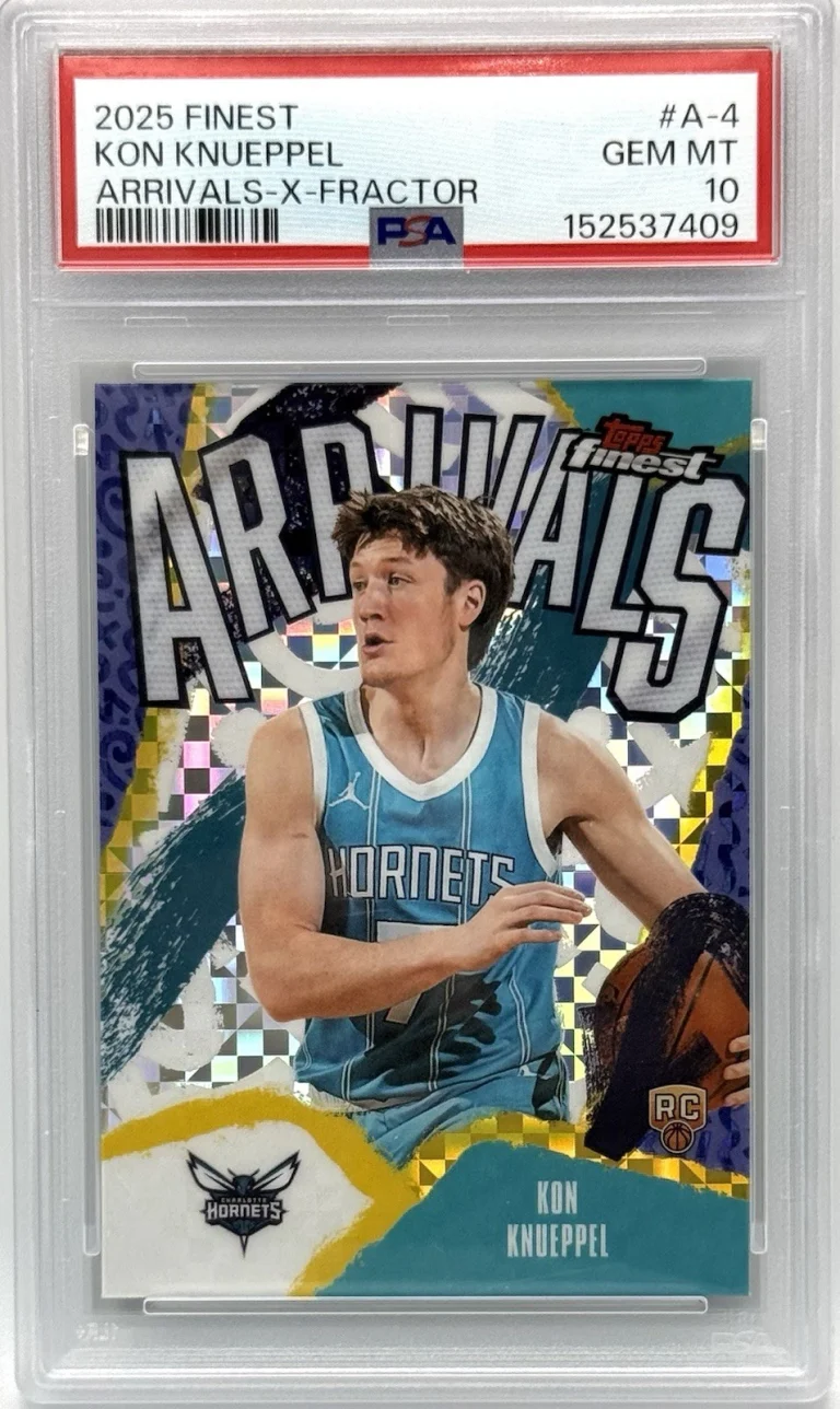 2025 Kon Knueppel Topps Finest Arrivals X-Fractor RC #A-4 Hornets PSA 10 POP 4