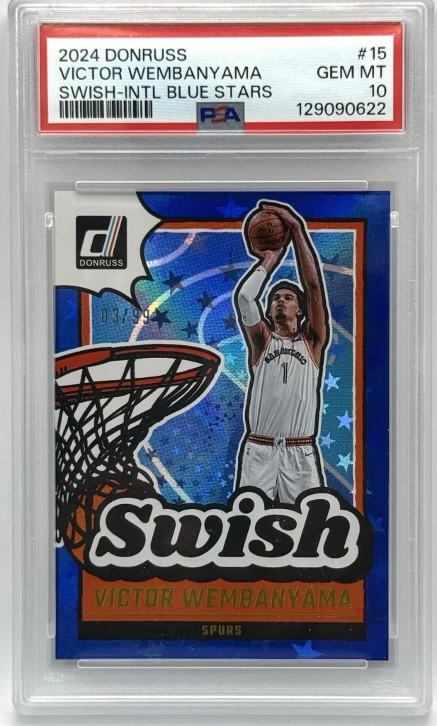 2024 Victor Wembanyama Donruss Swish Intl Blue Stars /99 #15 Spurs PSA 10 GEM MT