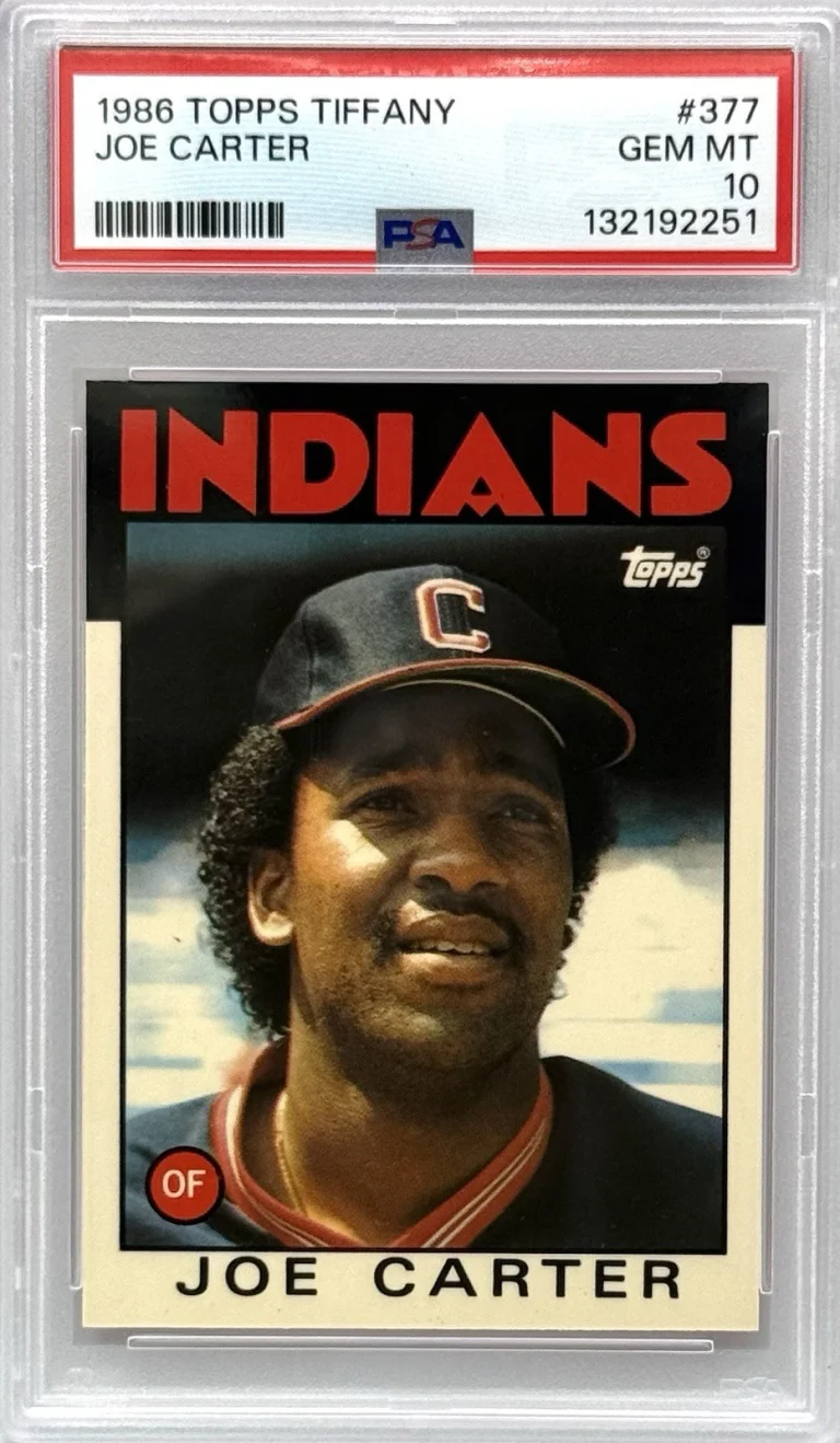 1986 Joe Carter Topps Tiffany Baseball Card #377 Cleveland Indians PSA Gem Mt 10