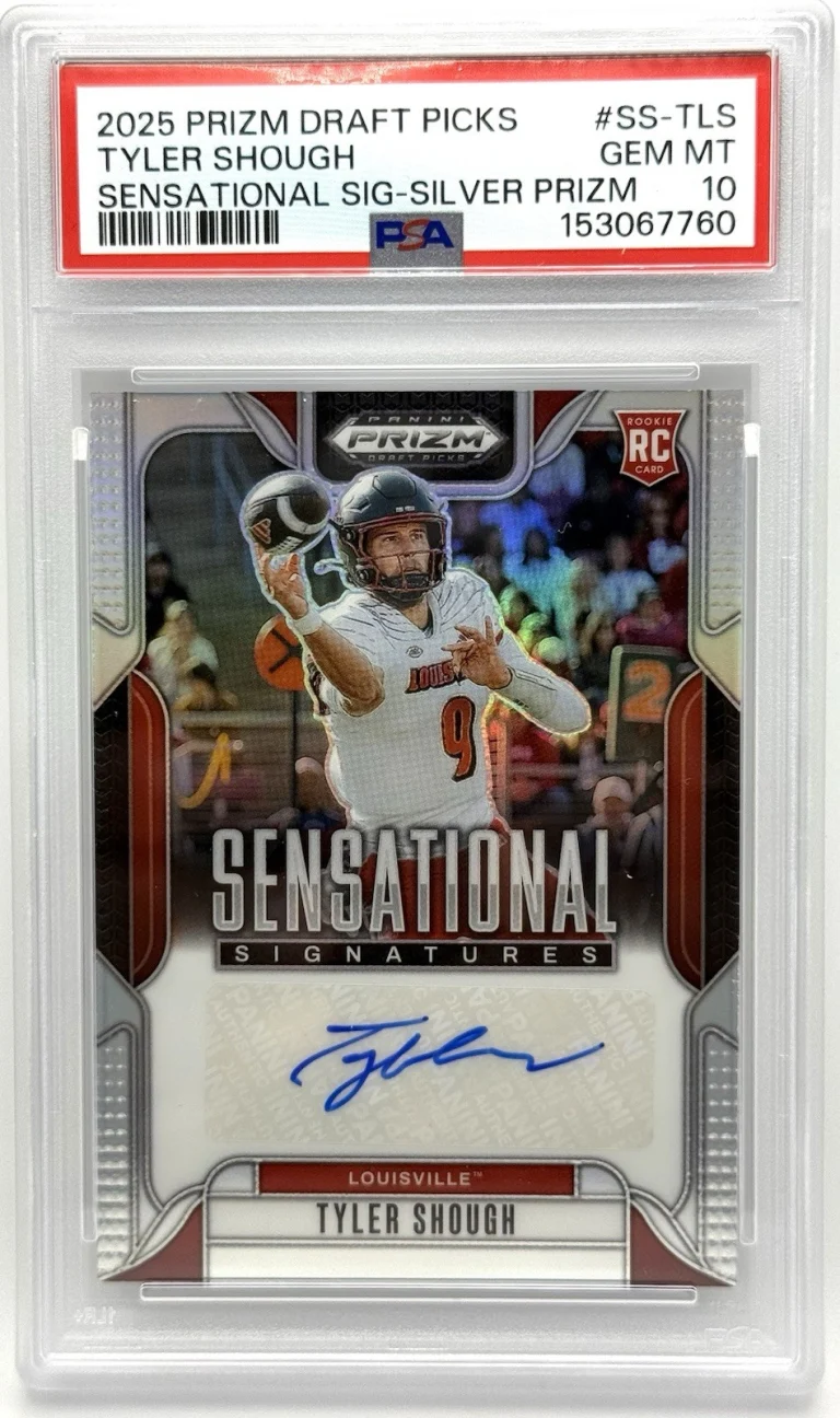 2025 Prizm Draft Picks Tyler Shough RC Auto Silver Prizm #SS-TLS Saints PSA 10