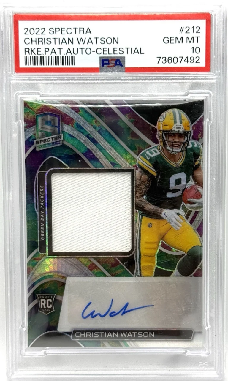 2022 Panini Spectra Christian Watson RPA Celestial /99 #212 Packers PSA 10 RC
