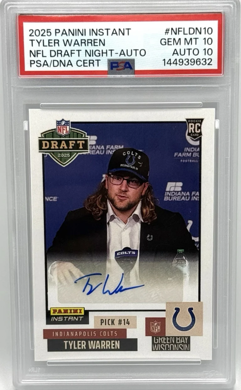 Tyler Warren Autographed 2025 Panini Instant Draft Night Card PSA 10 Auto 10