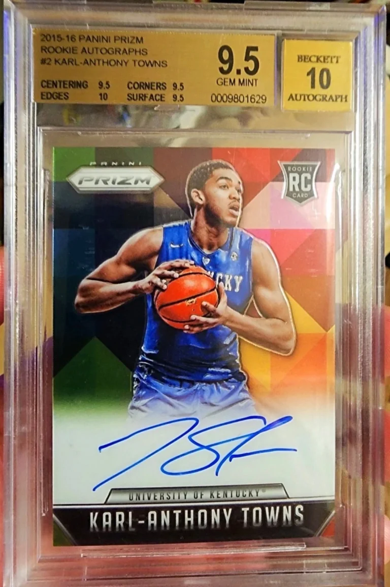 Karl-Anthony Towns Panini Prizm Rookie Card Auto/Signed Kentucky BGS 9.5 Auto 10