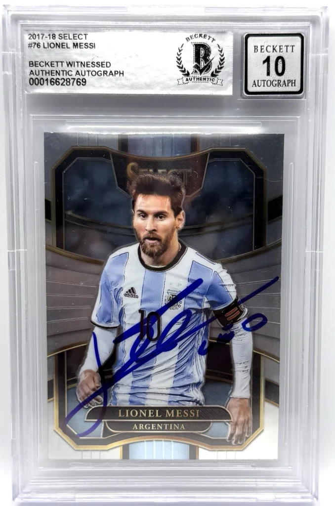 Lionel Messi Auto/Signed 2017-18 Panini Select Argentina Beckett Auto 10