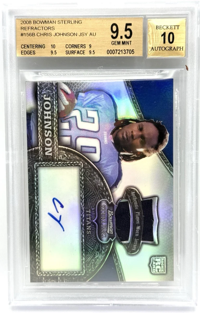 Chris Johnson Signed 2008 Bowman Sterling Refractors Card Gem Mint 9.5 Auto 10