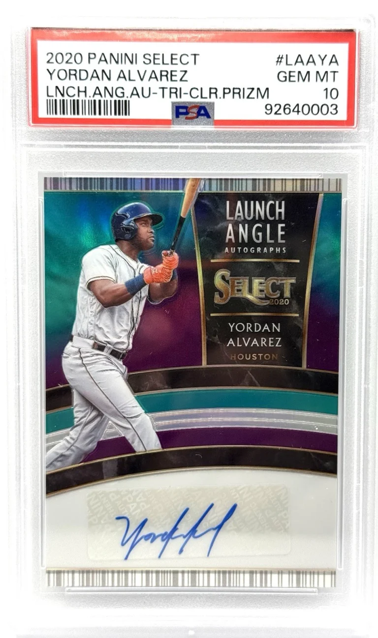 Yordan Alvarez 2020 Select Launch Angle Auto Tri-Color Prizm #LAAYA /99 PSA 10