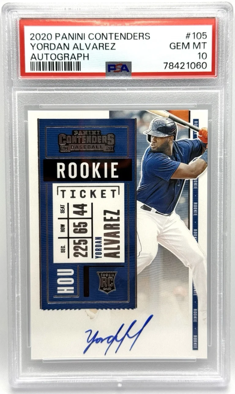 Yordan Alvarez 2020 Panini Contenders Rookie Ticket Auto RC #105 PSA 10