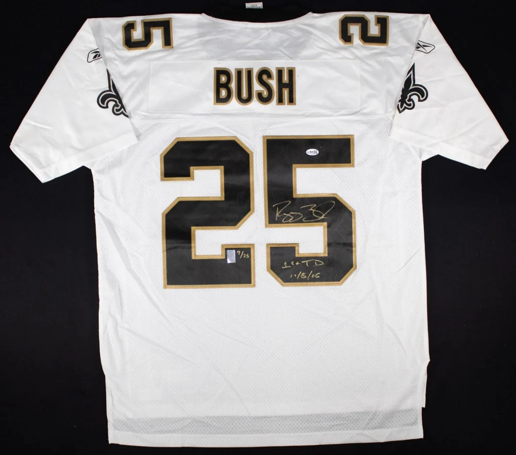 Reggie Bush Signed/Autographed Saints Reebok Authentic Jersey 1st TD JSA COA LE (Photo 1 of 5)