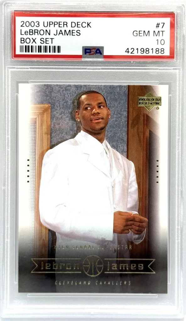 LeBron James 2003 Upper Deck Box Set #7 RC PSA 10 GEM MT White Draft Suit
